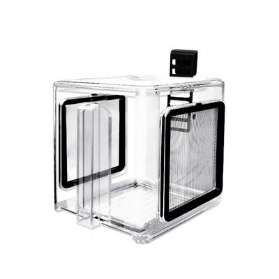 Izolační box pro chov akvárií s odnímatelnou průhlednou síťovinou z akrylového pneumatického inkubačního boxu (15 x 15 x 15 cm)