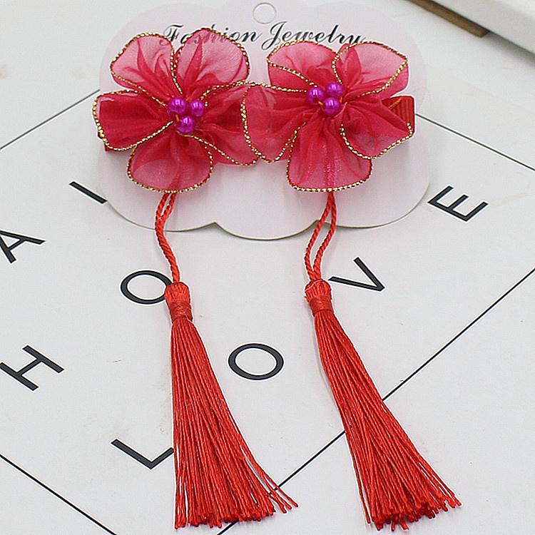 

2 шт. Китайские заколки для волос с кисточками в виде цветов и принцесс, милые детские головные уборы, заколки для волос для девочек, милые заколки-зажимы, аксессуары для волос