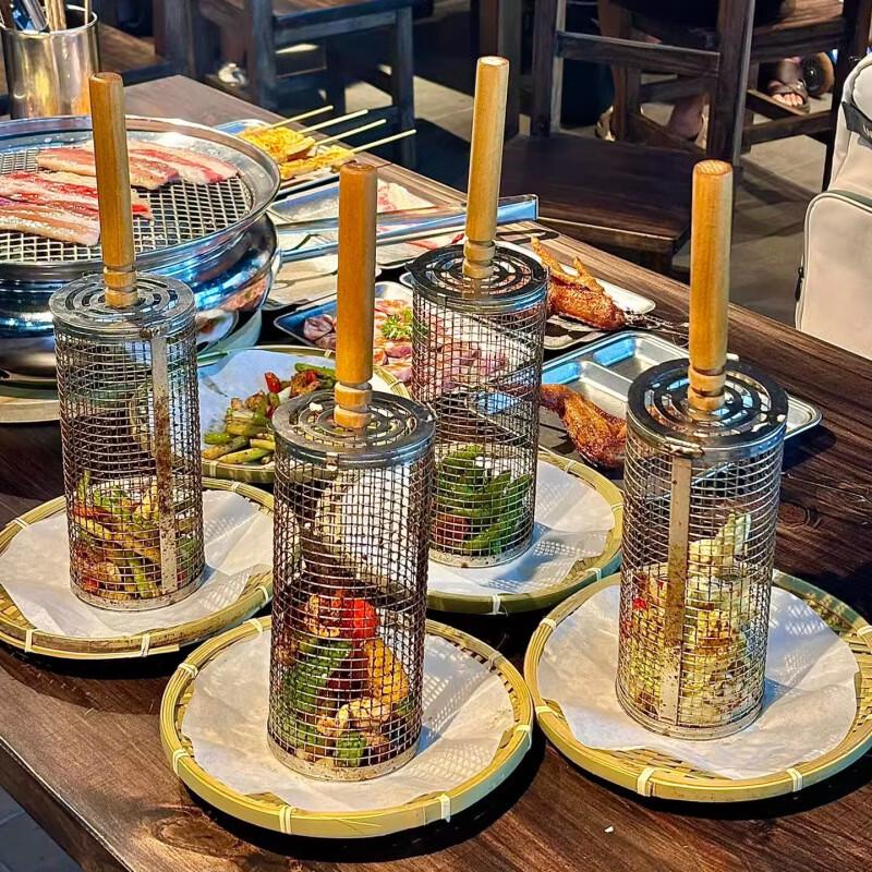 Outdoor Rolling 304 Stainless Steel BBQ Roasting Cage