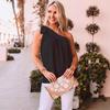 European and American Spring and Summer New Women's Clothing Casual Fashion Shoulder Strap Off-the-shoulder T-shirt Sleeveless Solid Color Top