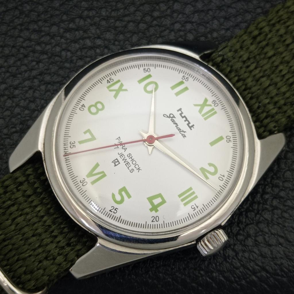 VINTAGE HMT JANATA HAND-WINDING INDIAN MENS WHITE COLOR DIAL WATCH a700095-5
