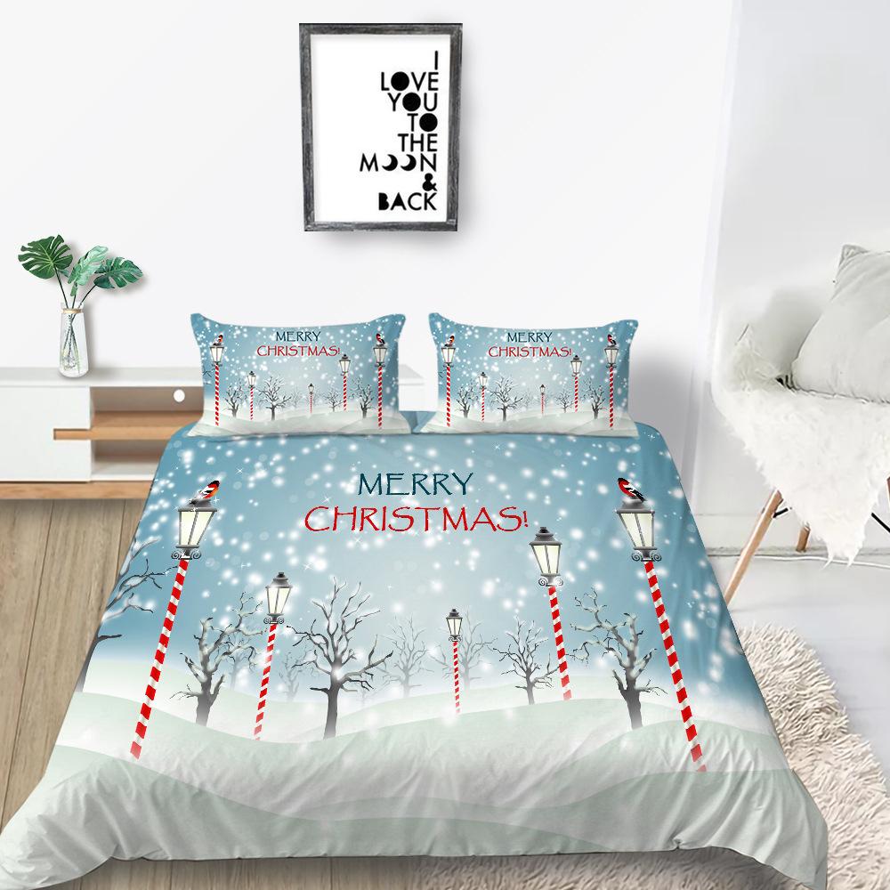 Quilt Cover Pillowcase Two Or Three-Piece Christmas Gift Series Polyester 3D Digital Printing