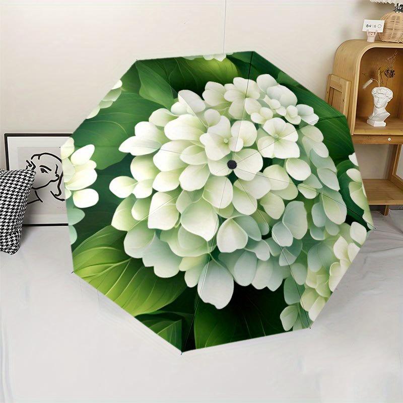 Blooming hydrangea Umbrella is portable with 8 ribs and sturdy frame suitable for outdoor activities beach travel ideal gift f