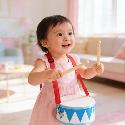 Children's Hand Drum, Educational Toy, Double-Sided Wood And Metal for Musical Development,