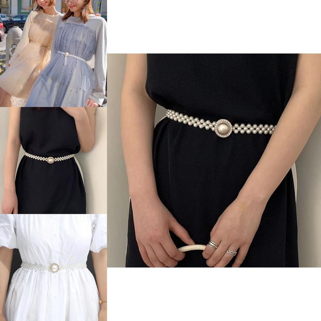 Fashionable Pearl Waist Belt For Dresses With Chic Elastic Design And Trendy Korean Style