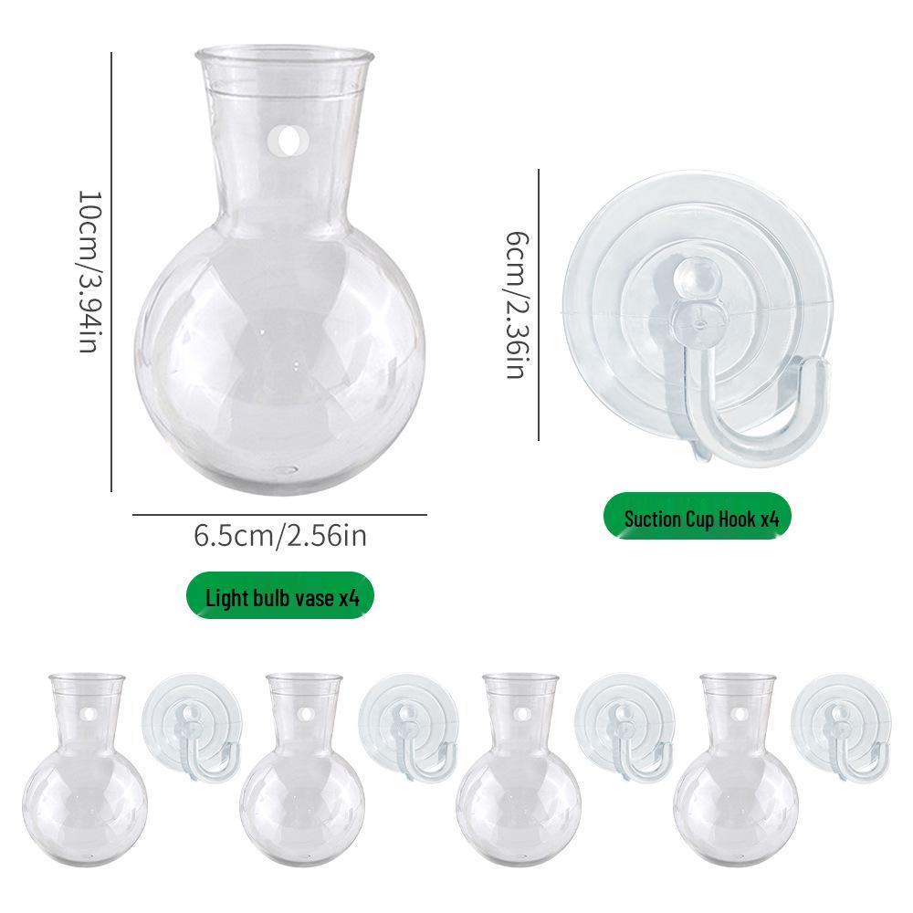 Transparent Wall-Mounted Hydroponic Plant Vase with Suction Cup Hook for Pothos - Small Hanging Eco-Bottle Container