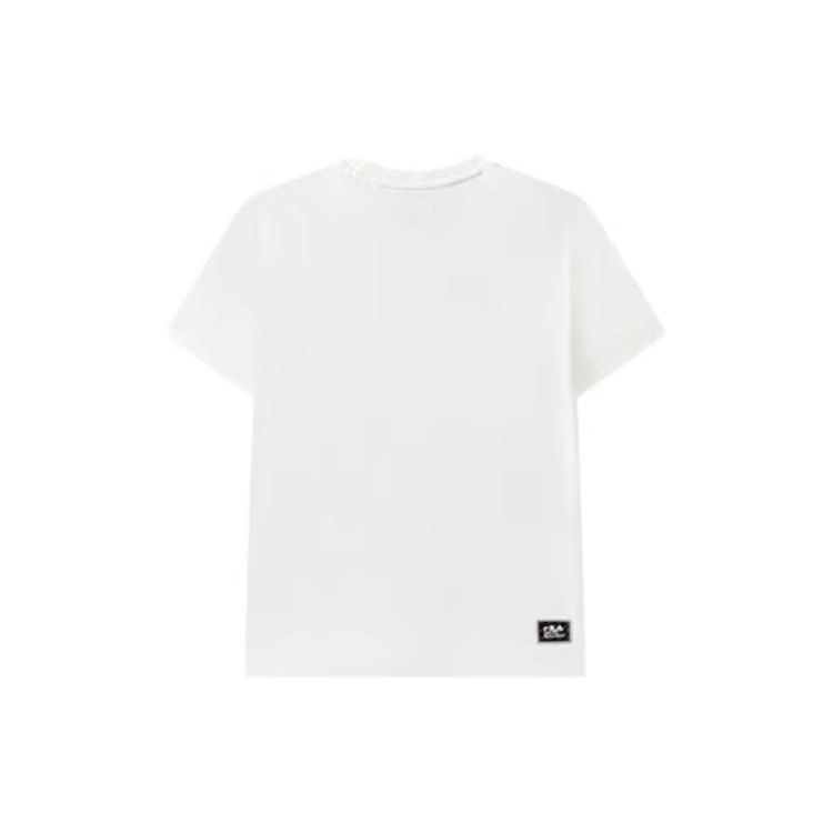 FILA Logo Print Loose Fit Round Neck Short Sleeve T-Shirt Women tops White F51W328102F-WT