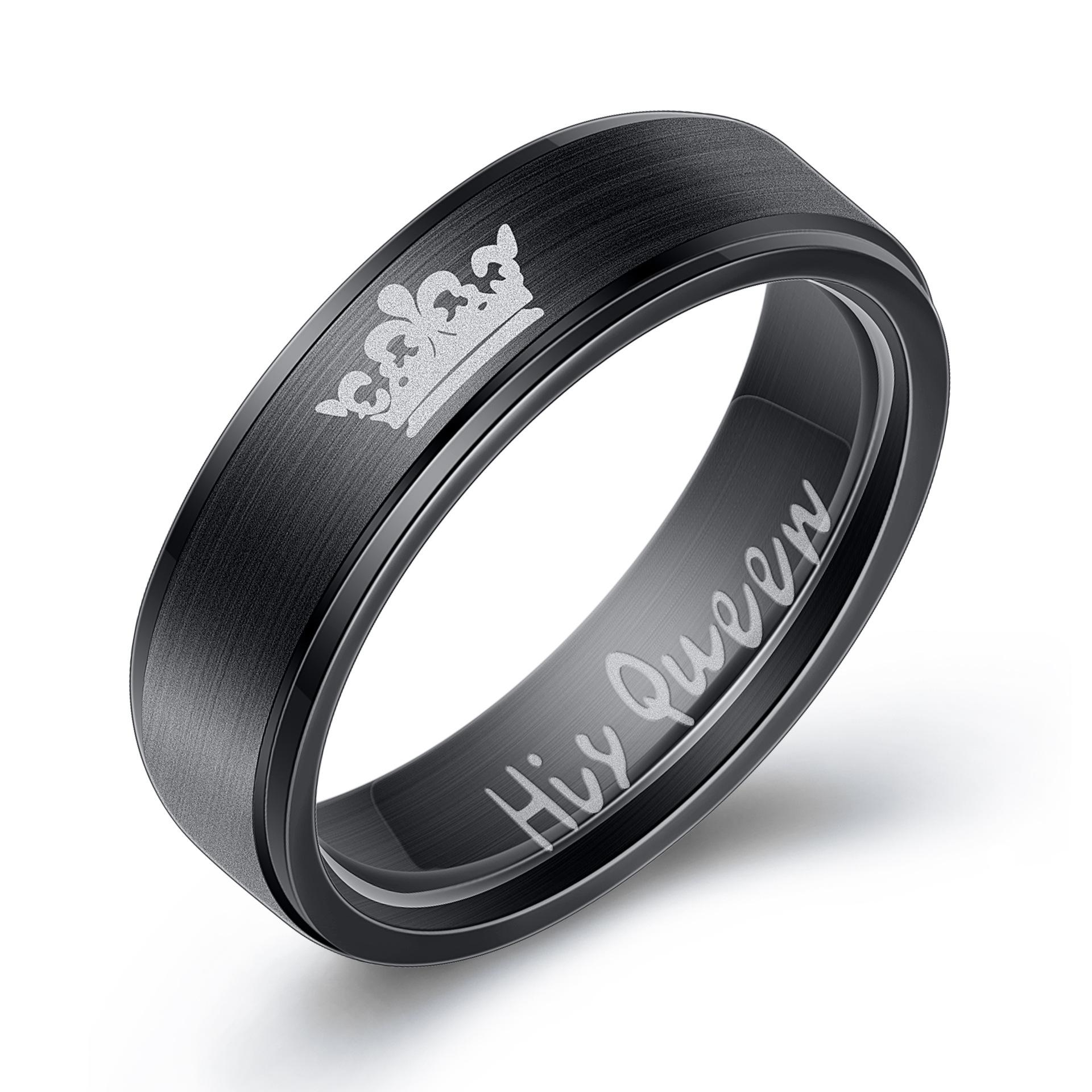 His Queen, Her King Titanium Couple Rings - 8MM Stainless Steel, Custom Engravable. Size 7