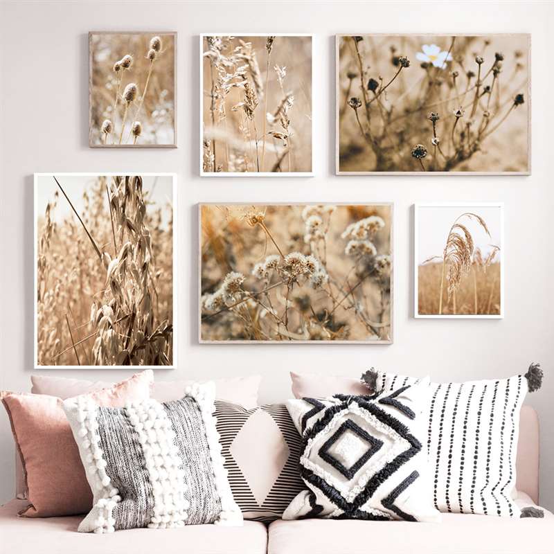 Landschaft Gras Herbst Landschaft Drucke Kunst Leinwand Malerei Wilde Pflanze Natur Raum Dekoration Bild Wand Poster FJ031