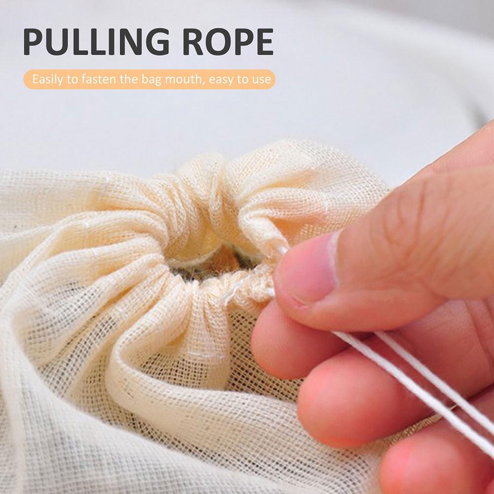 

10Pcs Cotton Drawstring Strainer Bags for Tea Coffee Spice Soup Broth Chinese Medicine Filtering Reusable Gauze Filter Bags 20X18X0.1CM