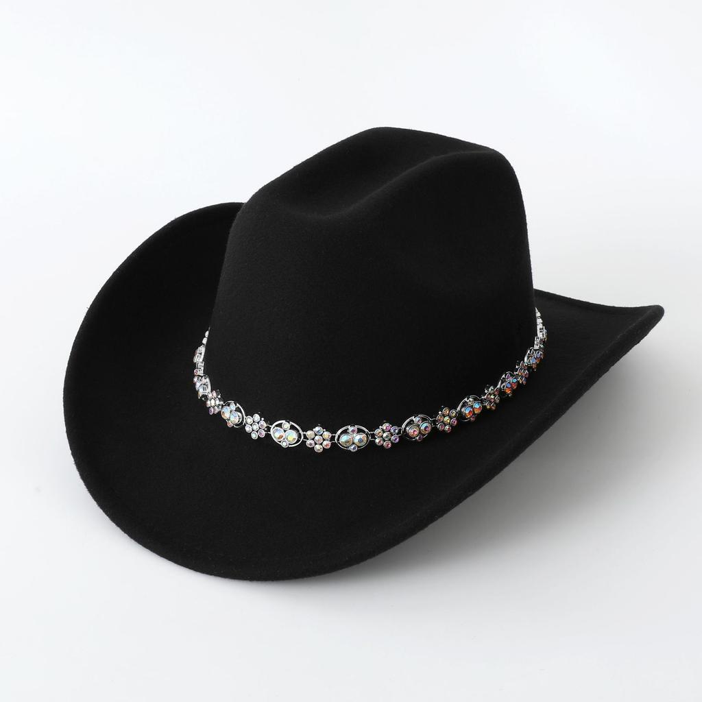 European and American Colored Diamond Women's Western Cowboy Top Hat Men's and Women's Party Party Casual Top Hat Jazz Hat