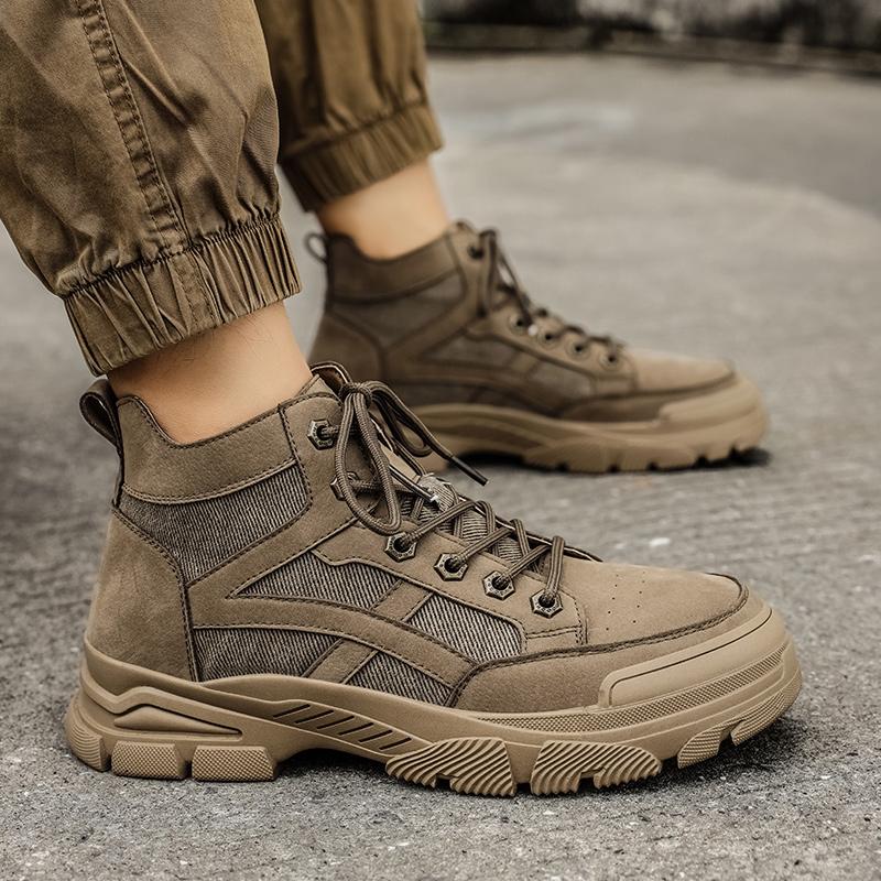 Fashion Luxury Brand Lace-Up Men Sneakers Outdoor Male Comfortable Hiking Shoe 2024 Hot Sale Men's Classic Casual Leather Ankle Boots