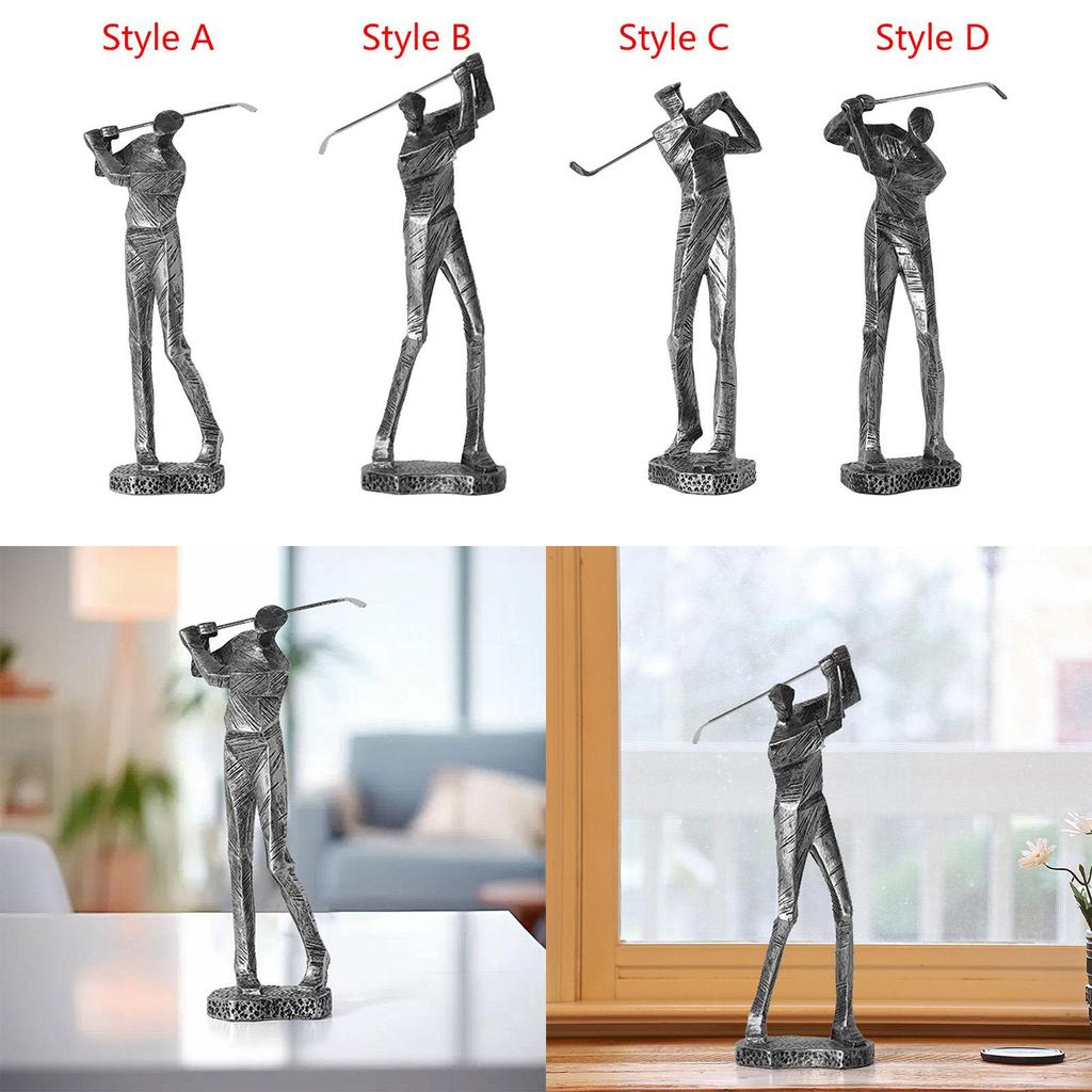 Golfová socha Socha golfisty Ozdoba Dekorace Golfová hůl Pryskyřičná figurka