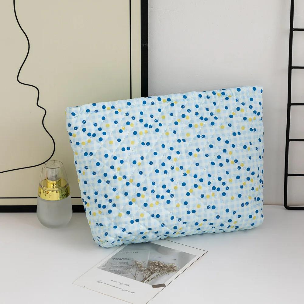 Girl Korean Style Large Capacity Cosmetic Bag Checkered Floral Cartoon Makeup Bags Women Clutch Bag Travel Cosmetic Organizer
