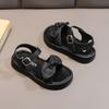 2024 Kindersandalen für Mädchen Neue Sommer Prinzessin Schleife Strandschuhe Mode Kinder Lässige Schulsandalen Vielseitige Unifarbe