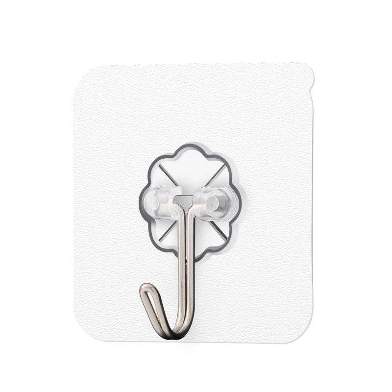 Transparent No-Punch Adhesive Hook for Bathroom or Kitchen