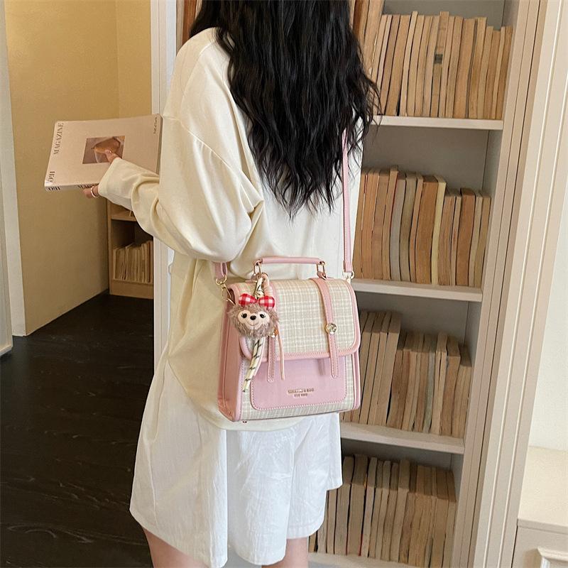 Schoolbag Premium Plaid Niche Women's Backpack 1011 New Commuter Versatile Backpack Mini Small School Bag Crossbody Bag