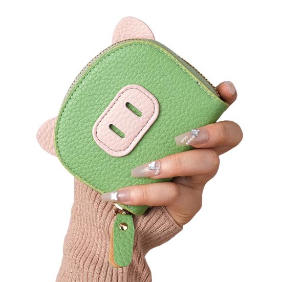 Piggy Coin Wallet Zip Around Purse with Multi Card Slots Accordion Style Coin Purse Card Holder for Girls Travel Dating Shopping