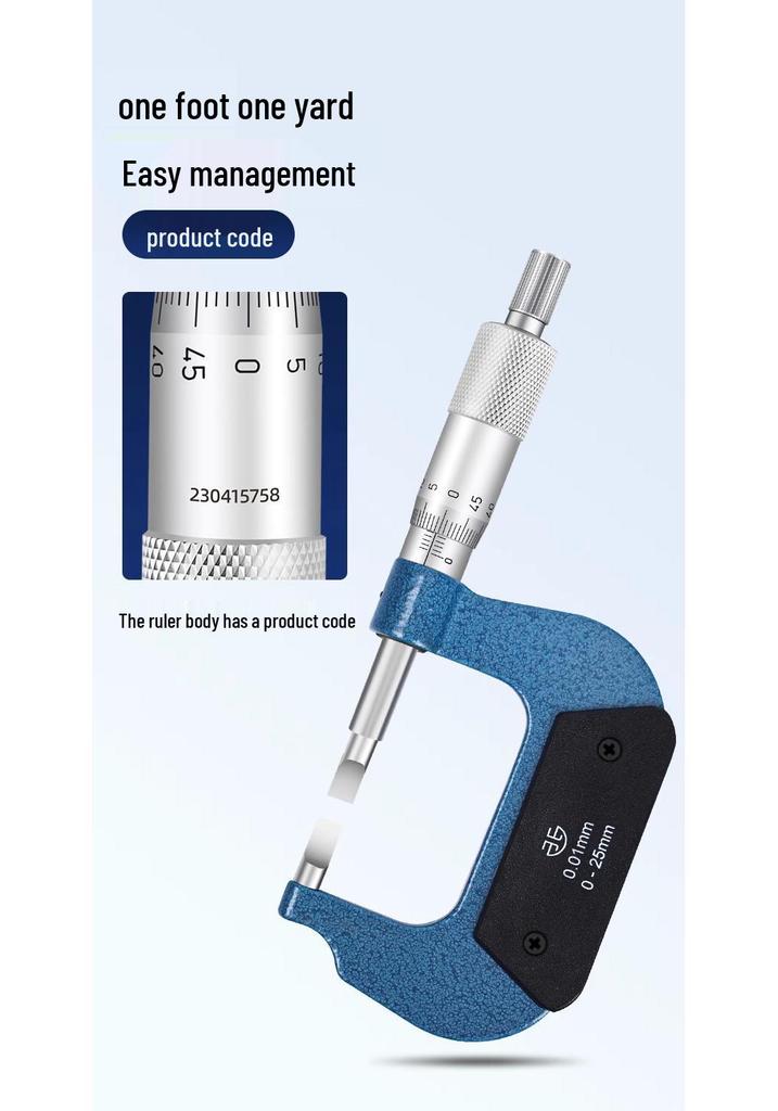 Blue Blade Helical Micrometer, 0-50mm Range, Knife Edge Keyway, 0.75mm Thin Sheet Precision Tool