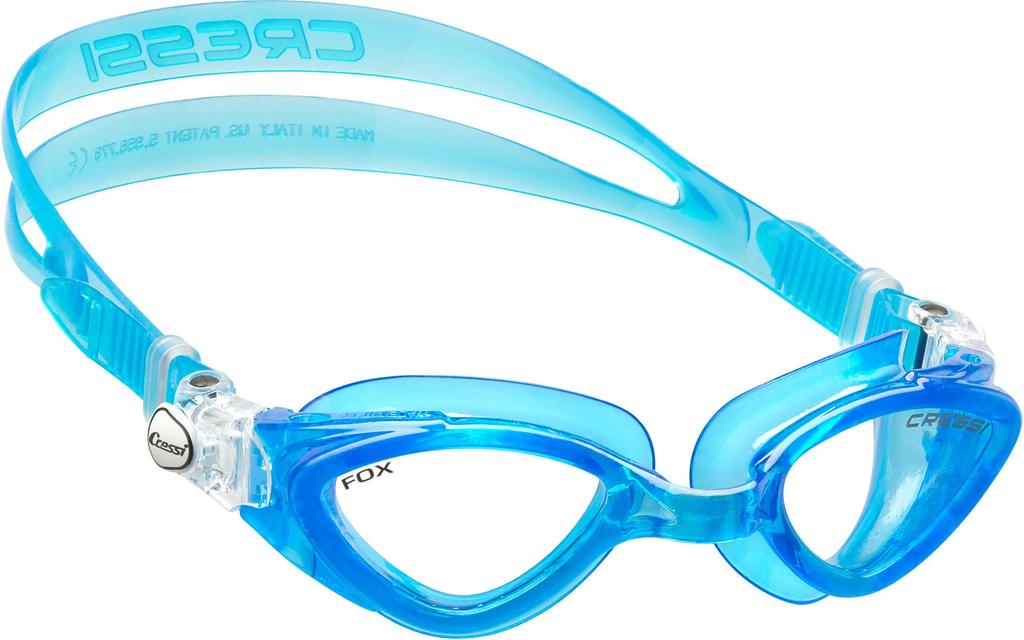 Cressi FOX Swimming Flat UV Scratch and DE202163 Goggles, Unisex, Lens, Protection, Resistant, Shatterproof, Aquamarine, [Authentic]