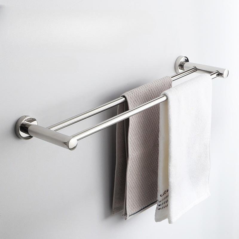 Stainless Steel Stainless Steel Double Towel Bar Wall Mounted Towel Rack Shelf Brushed Bathroom Towel Holder Accessories