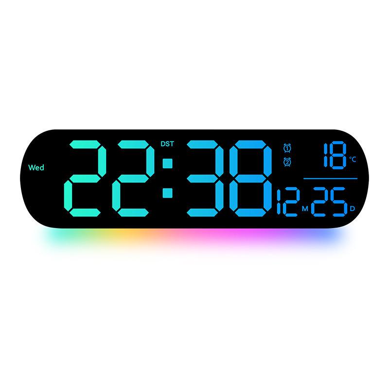 Multifunctional LED RGB Color-Changing Wall Clock with Large Digital Display 6651R