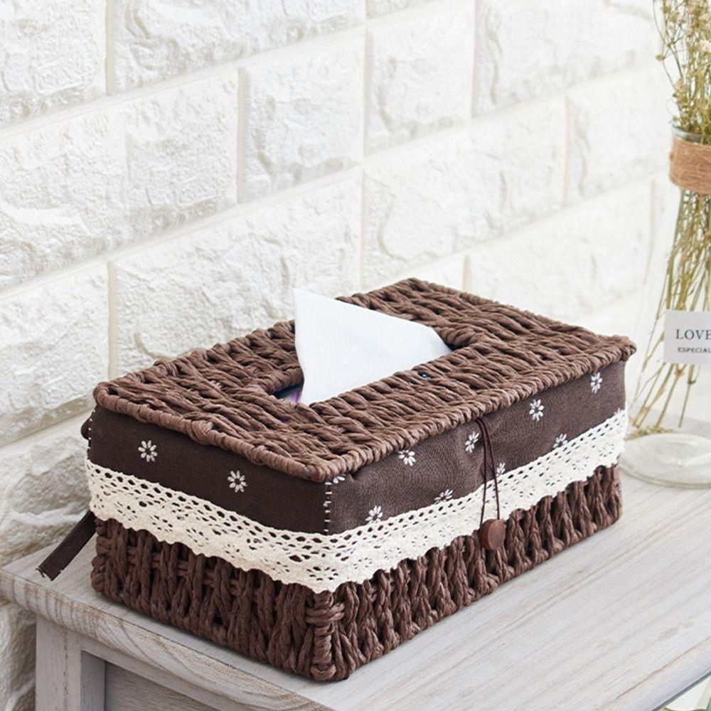 Hand Woven Storage Box Japanese Style Napkin Box Creative Rattan Woven Tissue Box  Home