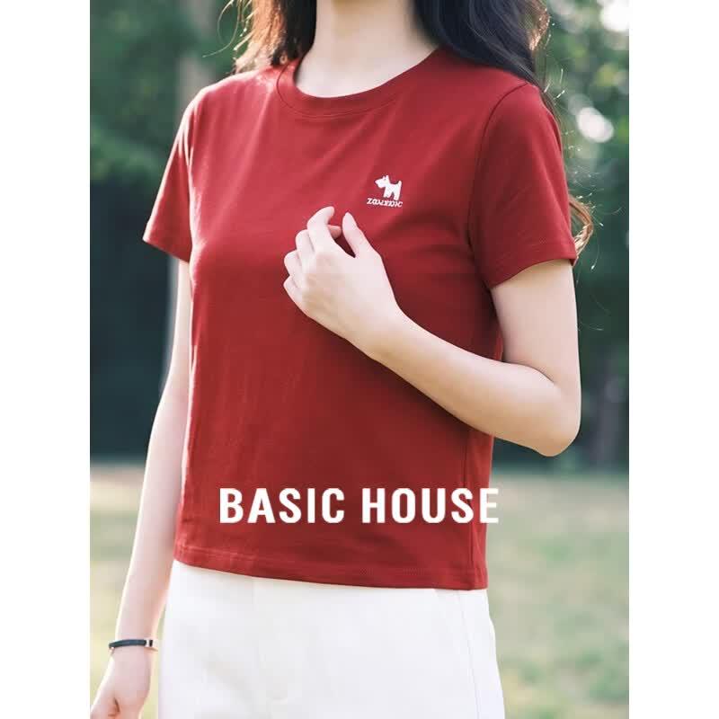 Basic House Women s Printed Short Sleeve T-Shirt One Size