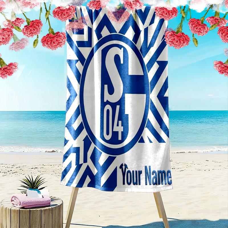 FC Schalke 04 Custom Name Print Beach Towel, Large Soft Quick Dry Towel for Beach Camping Swimming