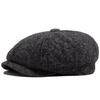 Men's Vintage Herringbone Wool Blend Newsboy Cap for Autumn/Winter