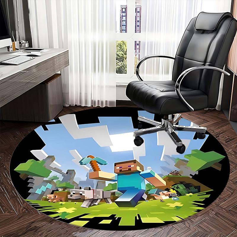 Minecraft Character Chair Mat Round Rug Office Carpet, Non Slip, Suitable for Living Rooms, Bedrooms Decor 1205571a