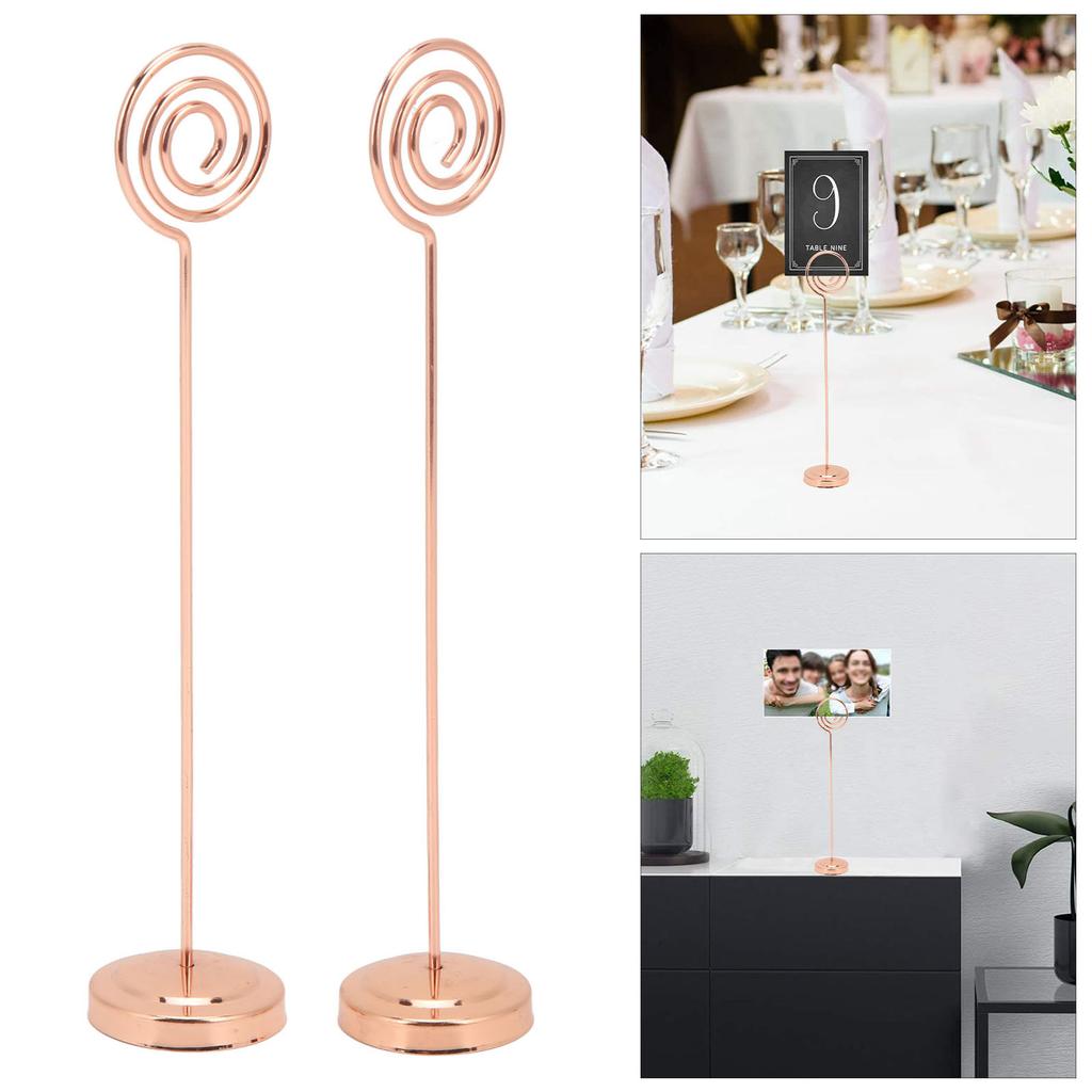 2Pcs Table Number Holder 200mm Round Metal Stdy Semicircle Convex Design Electroplating Technology Photo Holder
