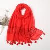 Korean Autumn and Winter Long Thickened Cotton Solid Color Lace Scarf Elegant Tassel Cotton Linen Decorative Scarf