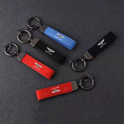 Car Styling Emblem Alloy Keyring Motorcycle Suede Leather Keychain for New Bentley Flying Spur Continental GT Bentayga Mulsanne