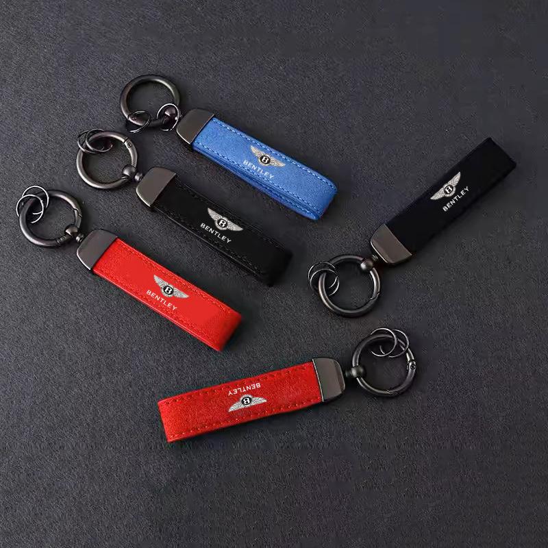 Car Styling Emblem Alloy Keyring for New Bentley Flying Spur Continental GT Bentayga Mulsanne Motorcycle Suede Leather Keychain