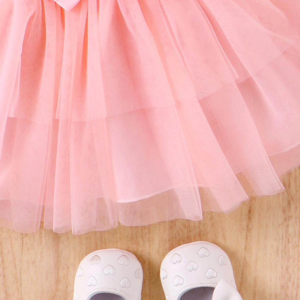 Summer New Girls' Outfit Infant Toddler Floral Strap Bow Mesh Skirt Two-Piece Set