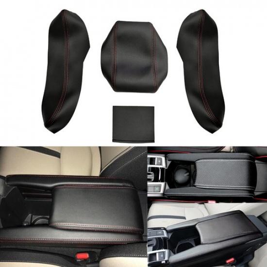 For Honda Civic 2016- Car Front Center Armrest Box Leather Cover Interior 4X