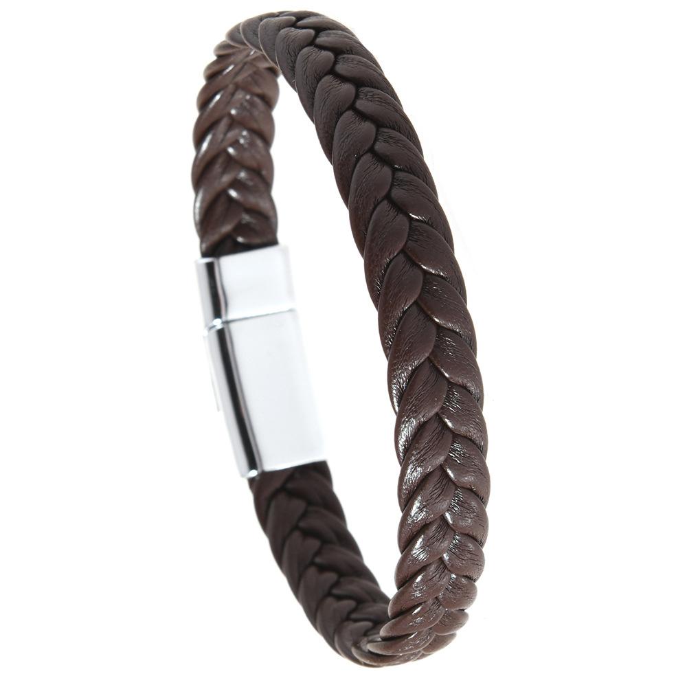 Simple Bracelet for Men Women Twist Braided Leather Minimalist Gift