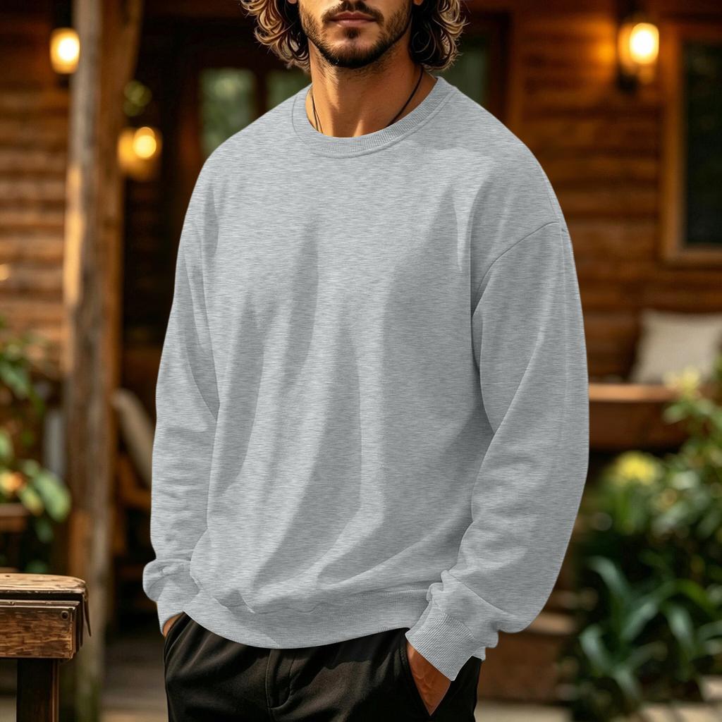 Men's Neck Sweatshirt Color Casual Pullover