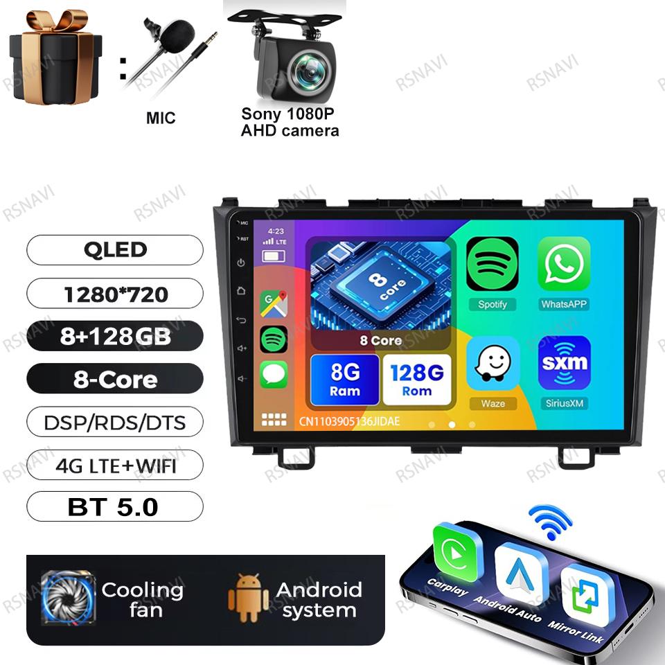 Android 16 Car Radio For Honda CR-V 3 RE CRV 2007-2011 Multimedia Video Player Audio Auto 5G WIFI GPS RDS Navigation Qualcomm BT