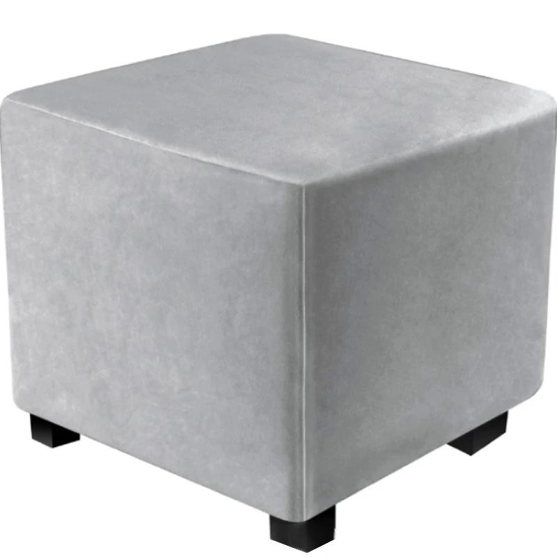All-inclusive Square Ottoman Cover Elastic Velvet Footstool Covers 360 Degree Protector Sofa Footrest Slipcover for Living Room