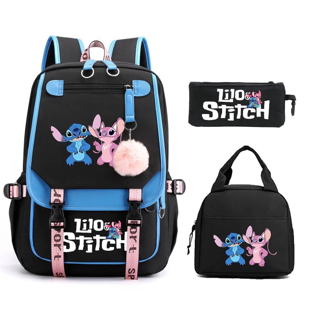 Stitch Cartoon Print School Backpack Lunch Bag Pencil Case Set for Kids Students Lilo & Stitch Shoulder Bag