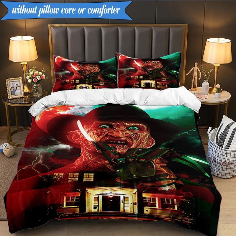 Horror Movie Characters 3pcs K-pop music group Bedding set,Ideal for Bedroom, Dormitory,Including Duvet Cover And 2pcs Pillowcases,Fan gifts