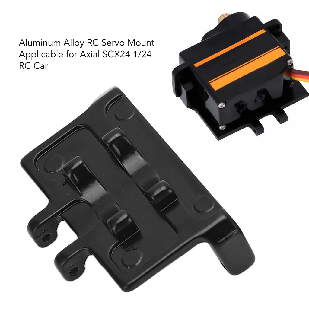 2PCS RC Servo Mount Aluminum Alloy Servo Fixed Bracket RC Steering Gear Bracket for Axial SCX24 1/24 RC Car Black
