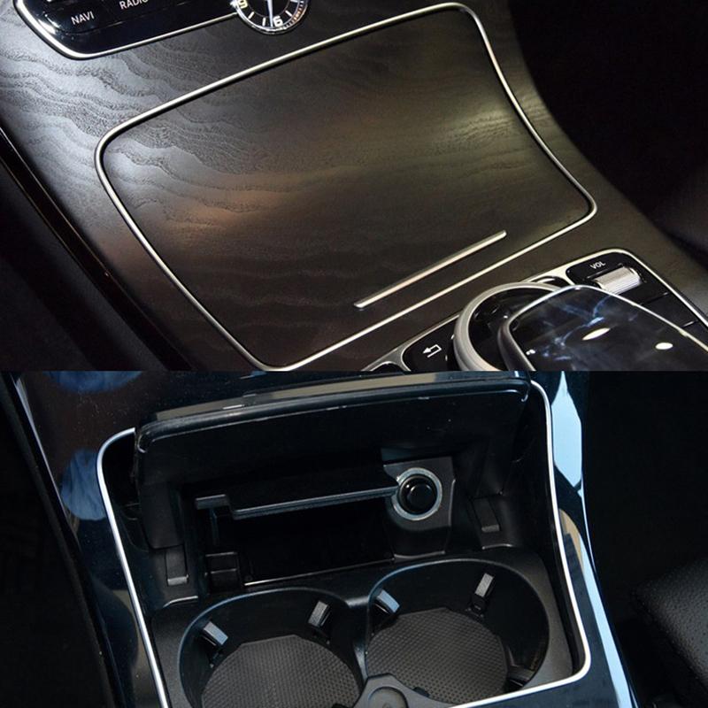 For Mercedes Benz GLC C Class W253 W205 2015 2016 2017 2018 Console Center Ashtray Cup Holder Strip Trim Accessories