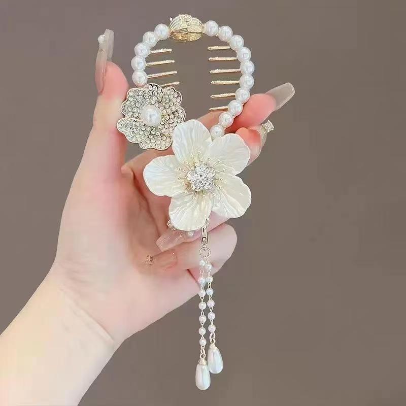 

Шпилька з китицею Конвалія - Елегантний аксесуар з трояндою та затискачем-крабом для жіночих зачісок напівзібране волосся