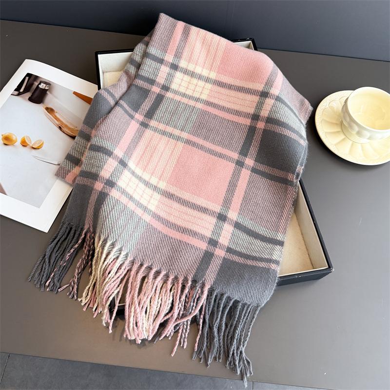 2026 Luxury Pashmina Cashmere Scarf Female Plaid Thick Warm Comfortable Long Tassel Large Blanket Shawl Foulard Bufanda