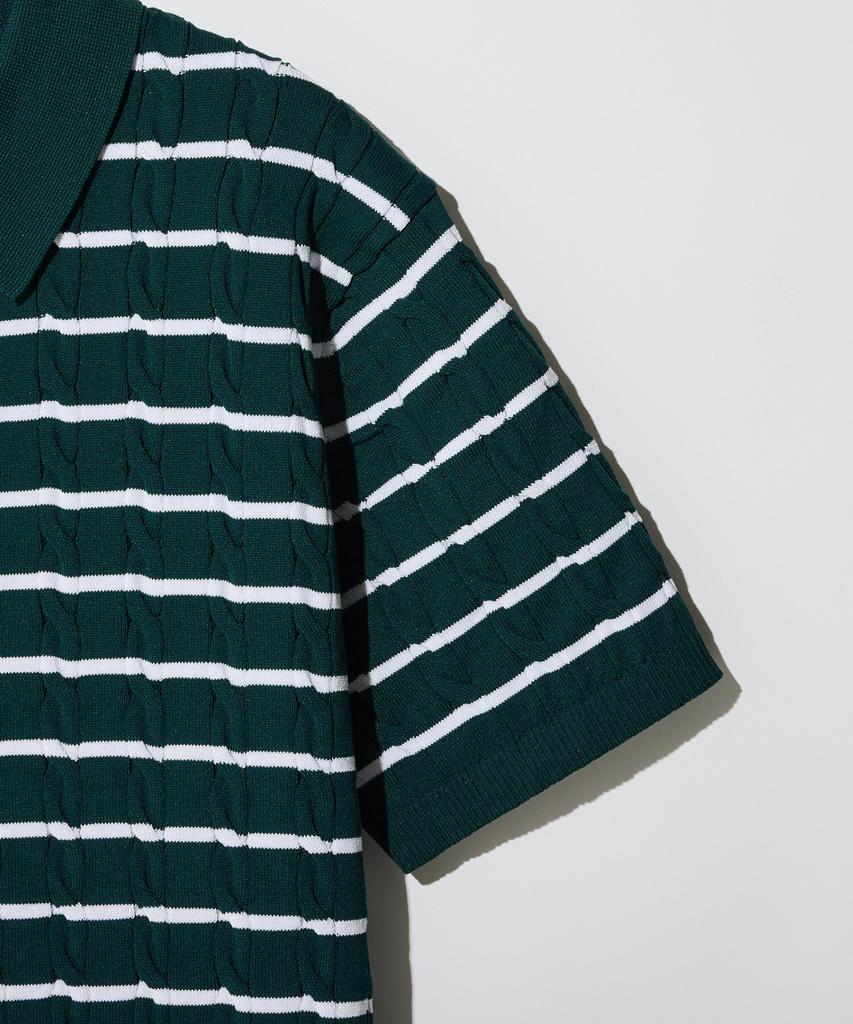 STCO Diems Ice Touch Cable Short Sleeve Knit_Green (Classic Fit)_Dktxb65Cte