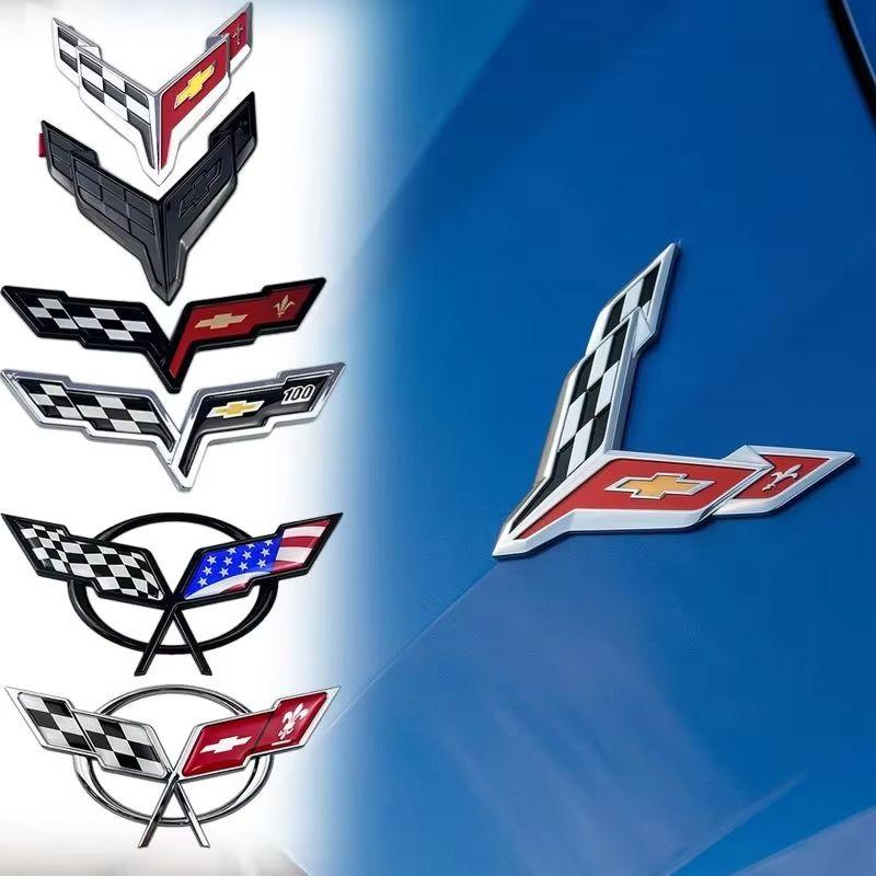 3D ABS Car Emblem For Chevrolet Corvette C5 C6 C7 C8 Rear Trunk Front Hood Sticker Replacement Badge Exterior Decoration