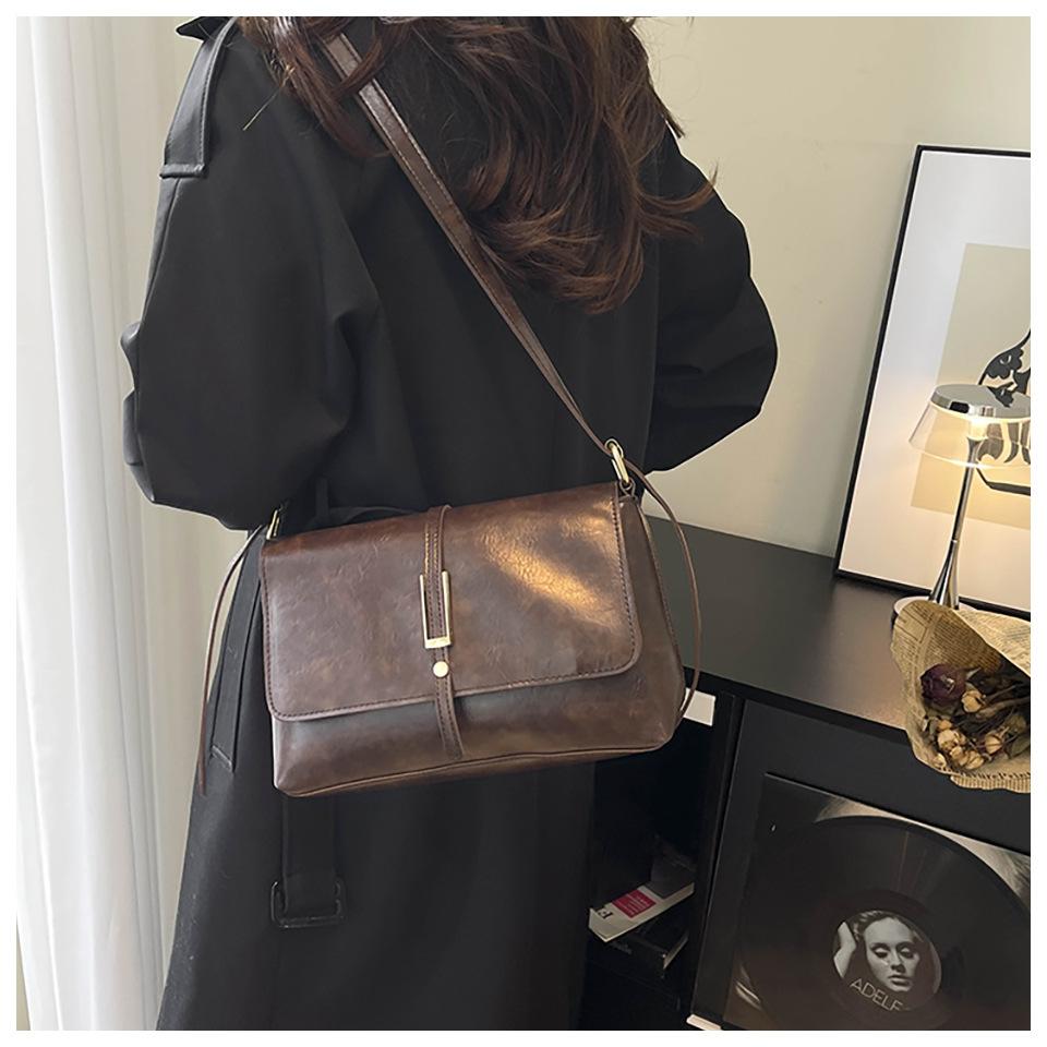 Retro Style Faux Leather Square Shoulder Bag Large Capacity Crossbody Purse for Women KTB